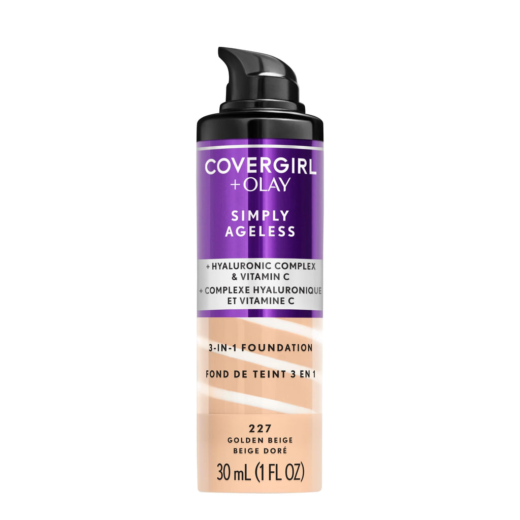 Buy now COVERGIRL & Olay Simply Ageless 3-in-1 Liquid Foundation, Matte Finish, Hyaluronic & Vitamin C Formula, 240 Natural Beige, 1 Count at indiglob india