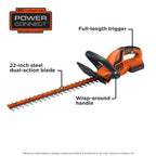 BLACK+DECKER 20V MAX Cordless Hedge Trimmer, Battery and Charger Included, 22 Inch Steel Blade Lightweight Bush Trimmer, Soft Grip, Less Vibration (LHT2220)