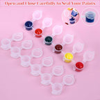 Caffox 240-Piece Empty Paint Pot, 40 Strips Acrylic Mini Paint Container Strip Storage with Lid for Classrooms, School Art & Crafts 3ml/ 0.1oz