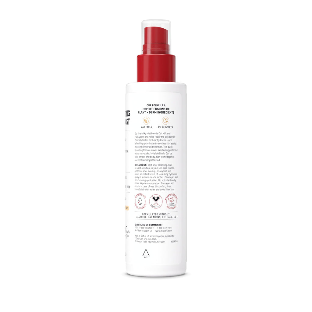 THAYERS Milky Mist with Oat Milk & 7% Glycerin, Facial Spray for Skin Barrier Repair & 24 Hour Hydration, Toner Spray Made for All Skin Types, Fragrance-Free, 4.4 fl oz