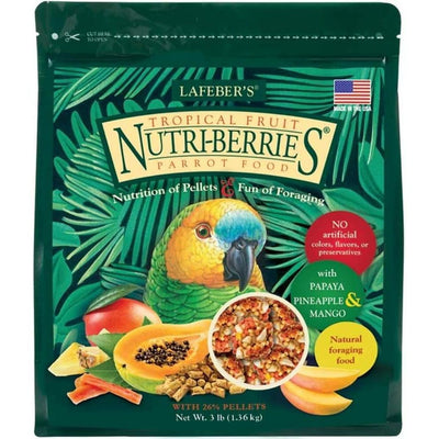 LAFEBER'S Tropical Fruit Nutri-Berries Pet Bird Food, Made with Non-GMO and Human-Grade Ingredients, for Parrots, 3 lb
