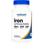 Nutricost Iron (As Ferrous Sulfate) 65mg, 240 Tablets - Non-GMO, Gluten Free (Pack of 2)