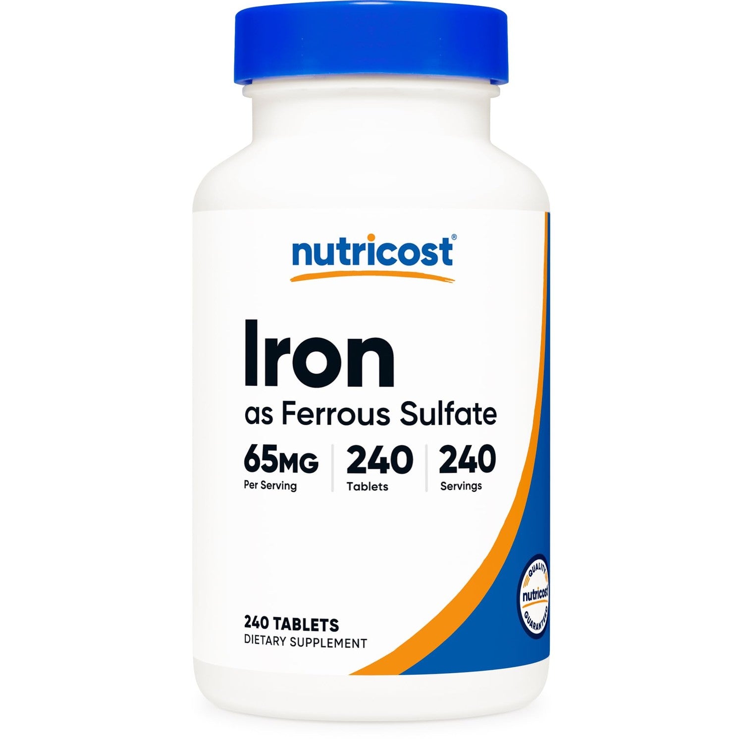 Nutricost Iron (As Ferrous Sulfate) 65mg, 240 Tablets - Non-GMO, Gluten Free (Pack of 2)