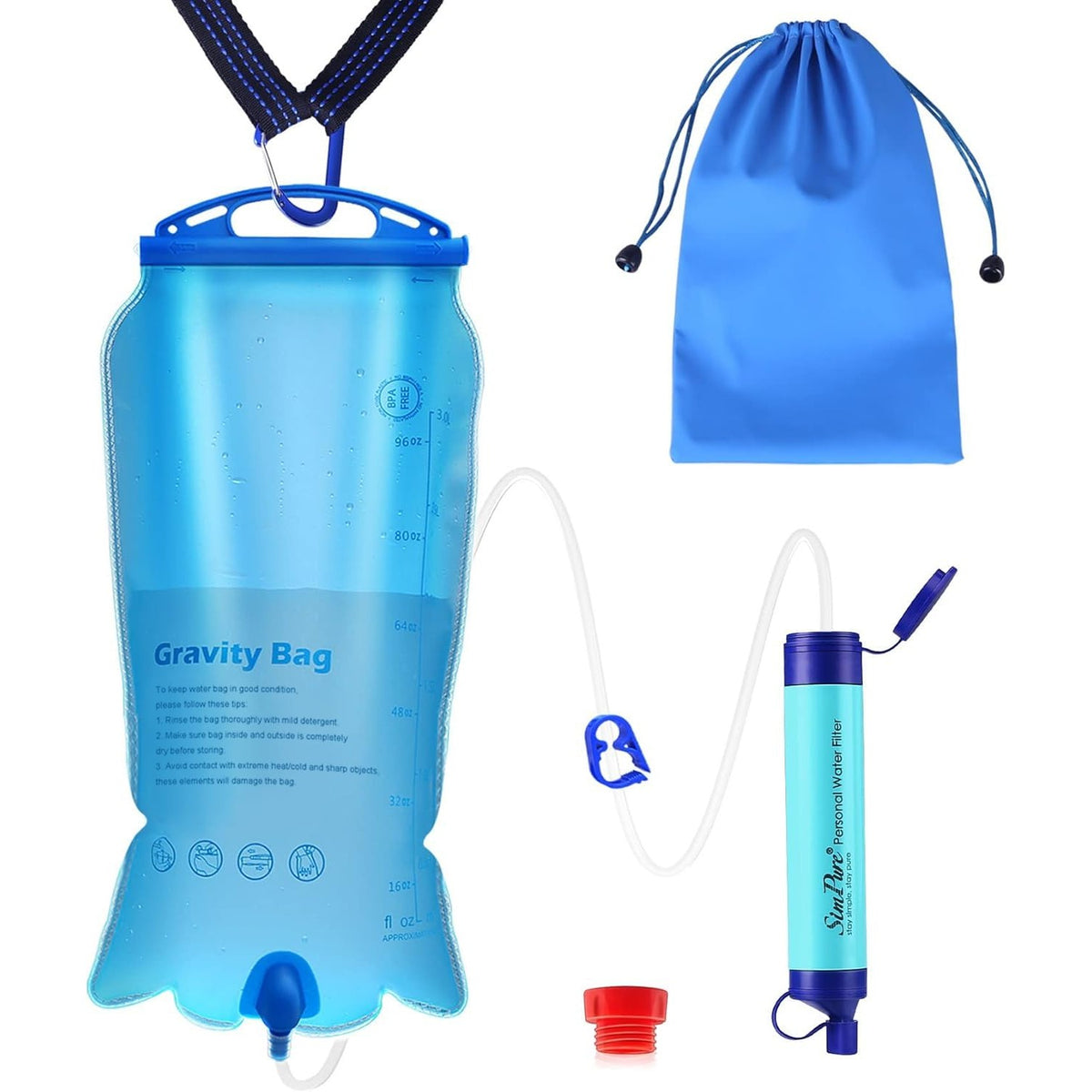 SimPure Portable Gravity-Fed Water Filter with 3L Bag