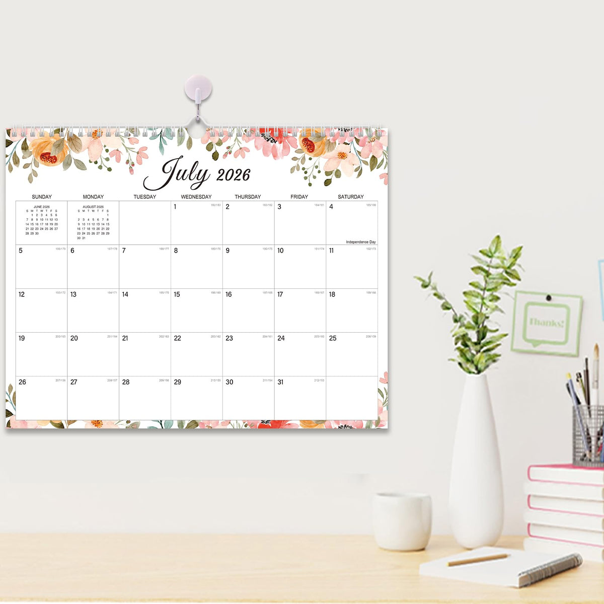 2026-2027 Wall Calendar - 18 Months Wall Calendar 2026-2027 with Thick Paper, Jul 2026 - Dec 2027, 14" x 11", Twin-Wire Binding, Home or Office Calendar for Easy Organizing