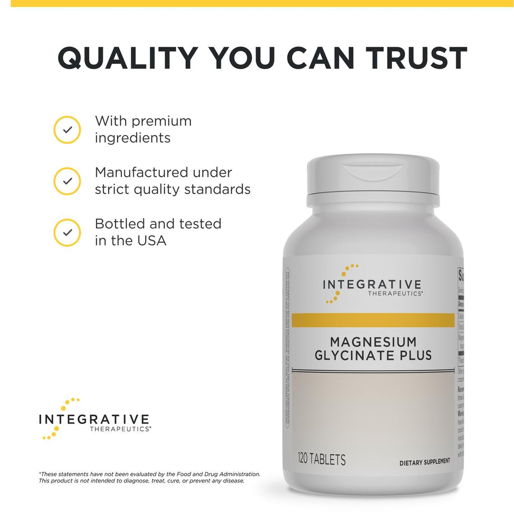 Integrative Therapeutics Magnesium Glycinate Plus - Cardiovascular Support Supplement* - Supports Brain & Muscular Function* - 120 Count (60 Servings)