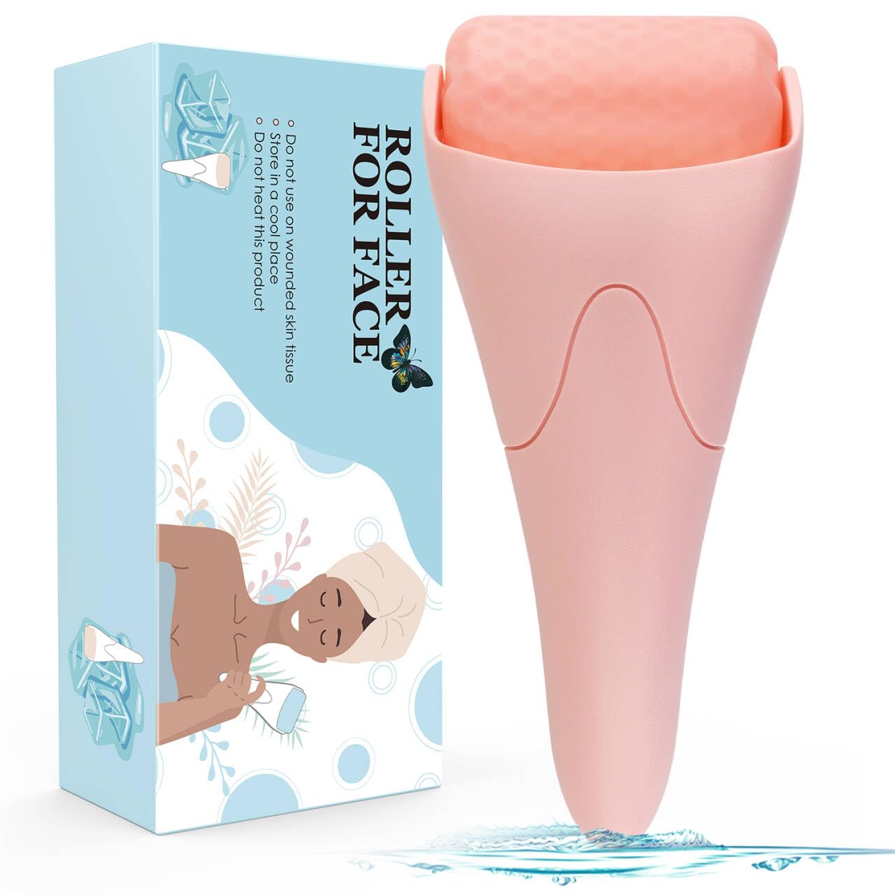 Fronnor Ice Roller for Face,Eyes,Facial Massager Tool,Soothing Skin Care Tool,Cooling Skincare Device for Puffiness,At-Home Spa Gift for Women(Pink)