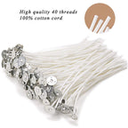 EricX Light 100 Piece Natural Candle Wick, Low Smoke 6" Pre-Waxed & 100% Natural Cotton Core,For Candle Making,Candle DIY