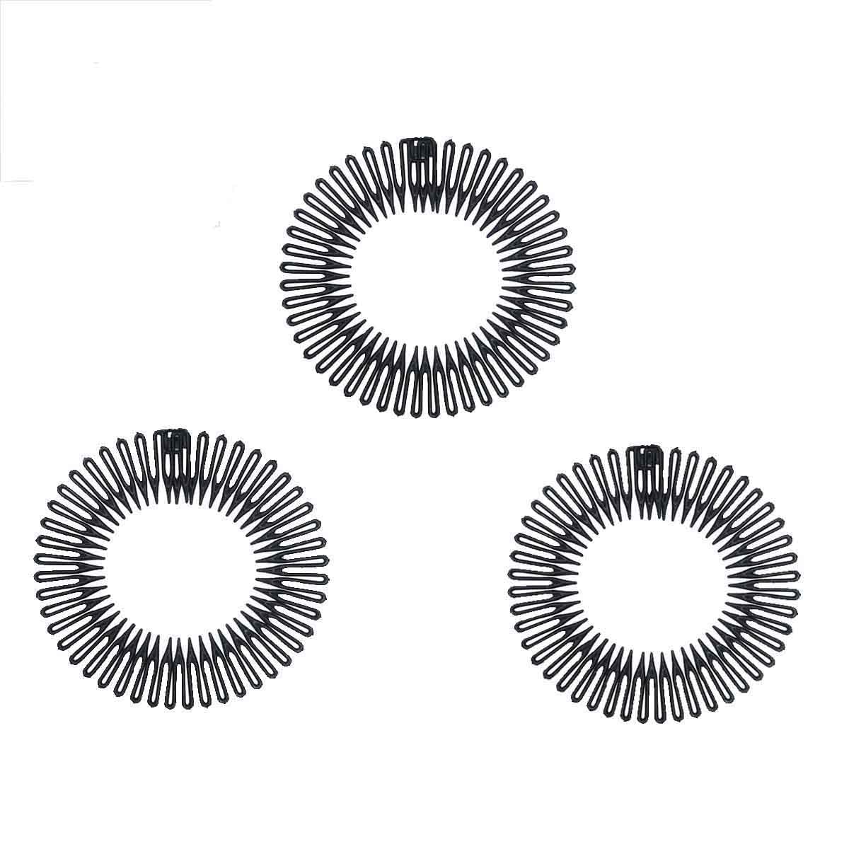 Buy now 3Pieces Flexible Plastic Circular Stretch Hair Combs, Headband Hairband Holder for Women Girls Bleck(3pcs) at indiglob india