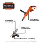BLACK+DECKER 20V MAX String Trimmer and Edger 2 in 1, Cordless Weed Wacker with Auto Spool Feed, Battery and Charger Included, 12 Inch Steel Deck, Reduced Vibration (LST300)