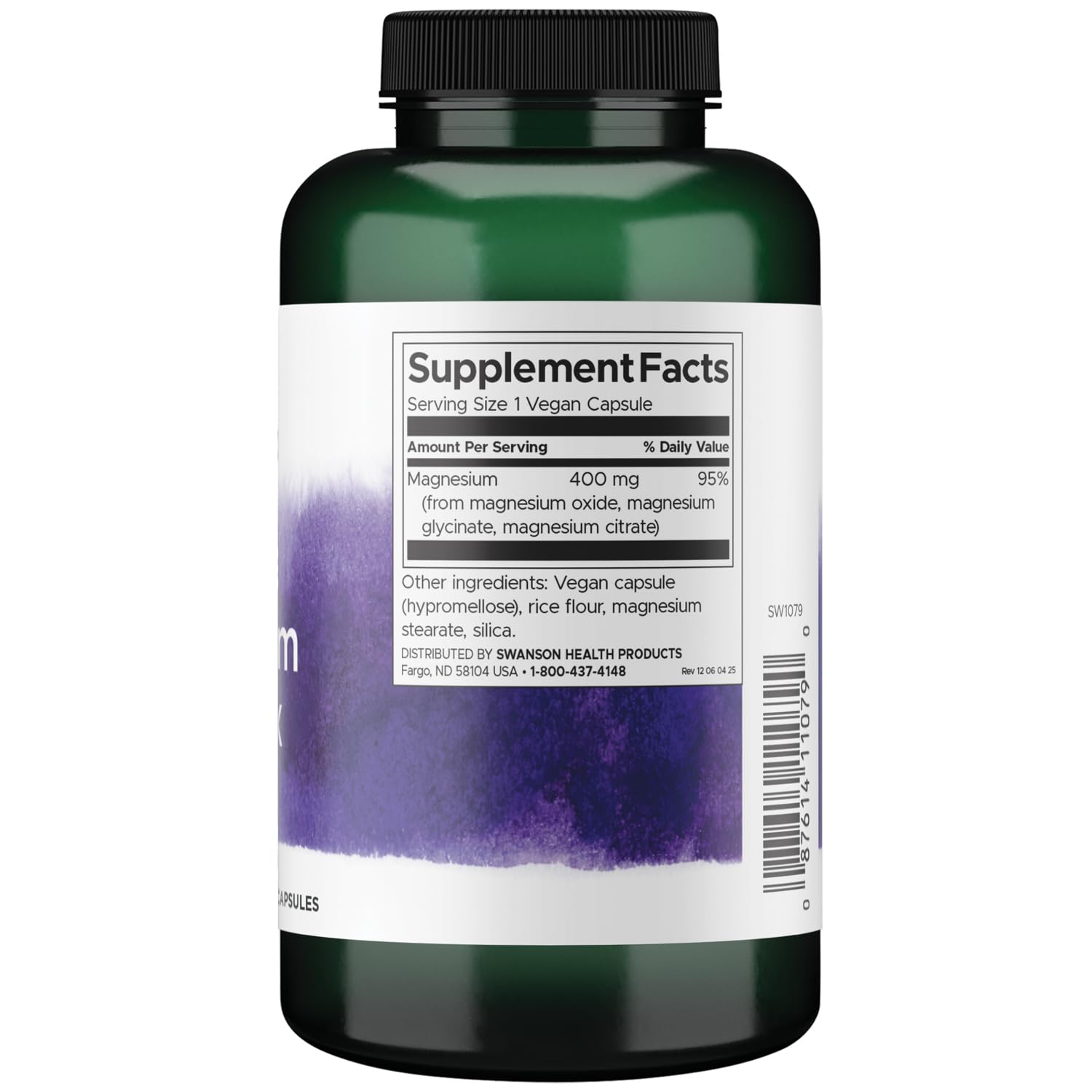Swanson Triple Magnesium Complex 400 mg, 300 Vegan Capsules | Three Forms of Magnesium for Nerve, Muscle and Bone Health, Optimal Absorption and Healthy Stress Response
