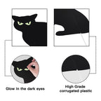 Halloween Decorations Outdoor, 6ct Black Cat Decor Yard Signs with Stakes, Scary Silhouette with Glow in Dark Eyes, Corrugated Plastic, Waterproof Lawn Decorations for Kids Family Home Party