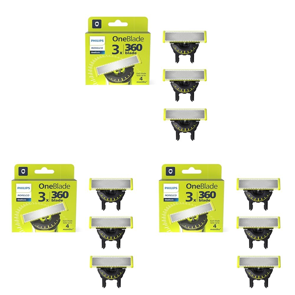 Buy now Philips Norelco OneBlade 360 Blades, Genuine Replacement Blades for OneBlade Electric Shaver and Trimmer, 4 Pack, QP440/80 at indiglob india