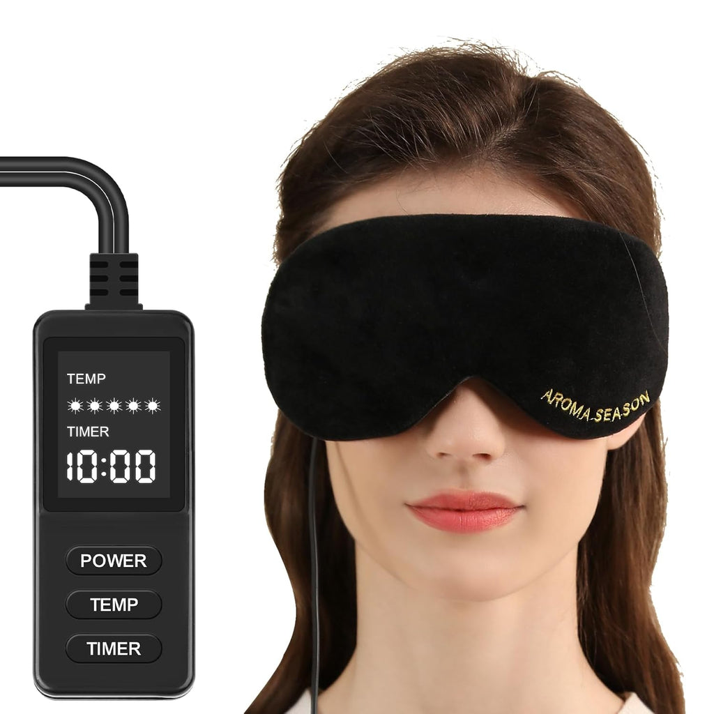 Buy now Aroma Season Heated Eye Mask, Warm Eye Compress for Dry Eyes MGD Stye Blephartitis Sinus Migraine, Graphene Heating Element with Natural Lavender Pack (Black) Black at indiglob india
