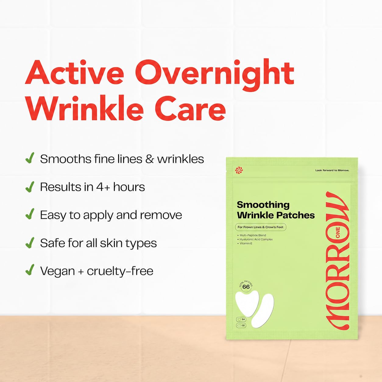 One Wrinkle Patches Peptide Face Tape Overnight Smile Lines 66 Count | Peptide-Infused, Smooths Fine Lines, For Crows Feet, Elevens and Smile Lines, Overnight Use, 66 Count