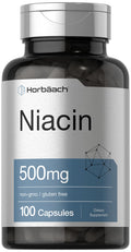 Horbäach Niacin | Vitamin B3 500mg | 100 Capsules | with Flushing