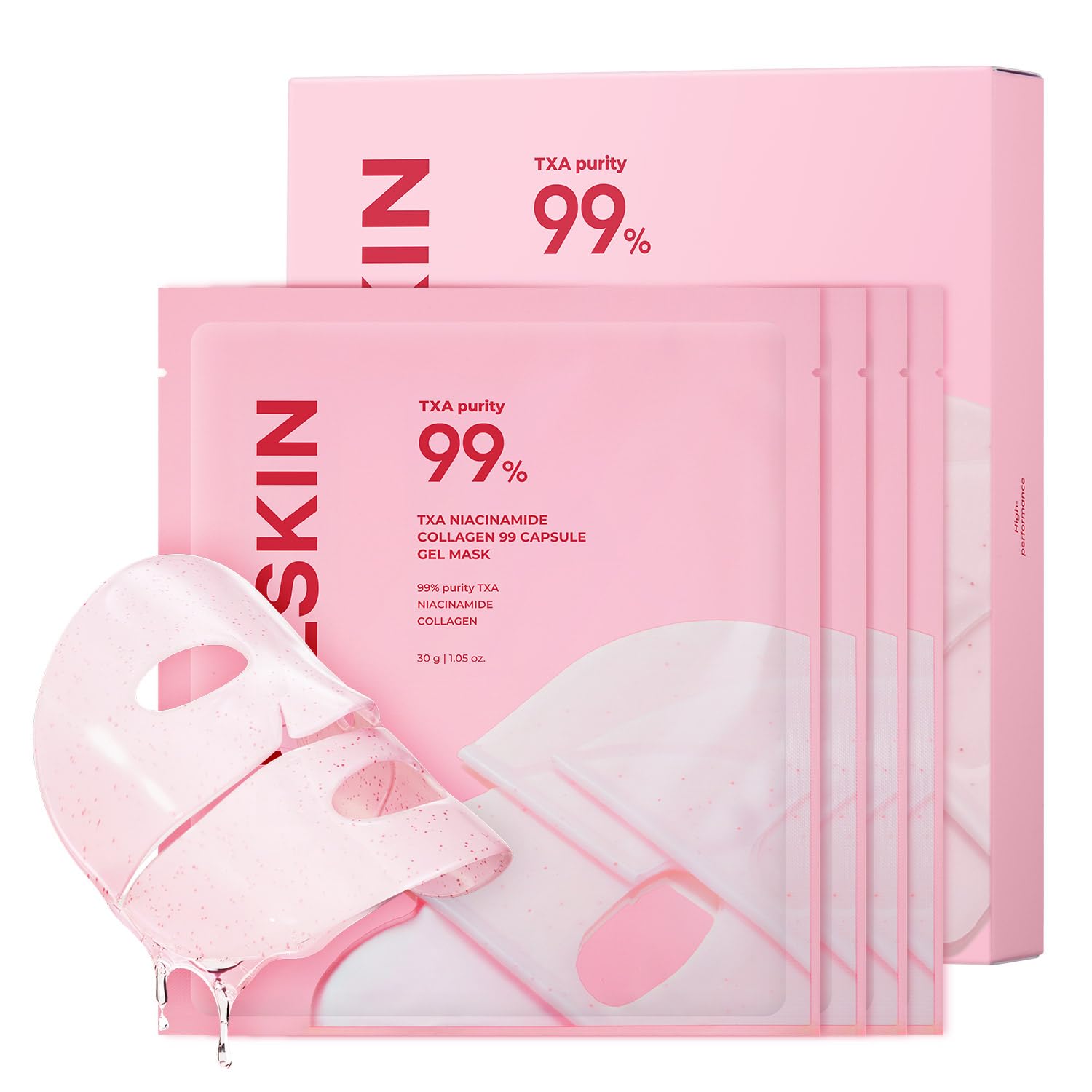 APRILSKIN TXA Pink Capsule Gel Mask 4EA | Overnight Gel Mask with Tranexamic Acid - Hydrating & Firming, Uneven Skin Tone, 30g 4ea