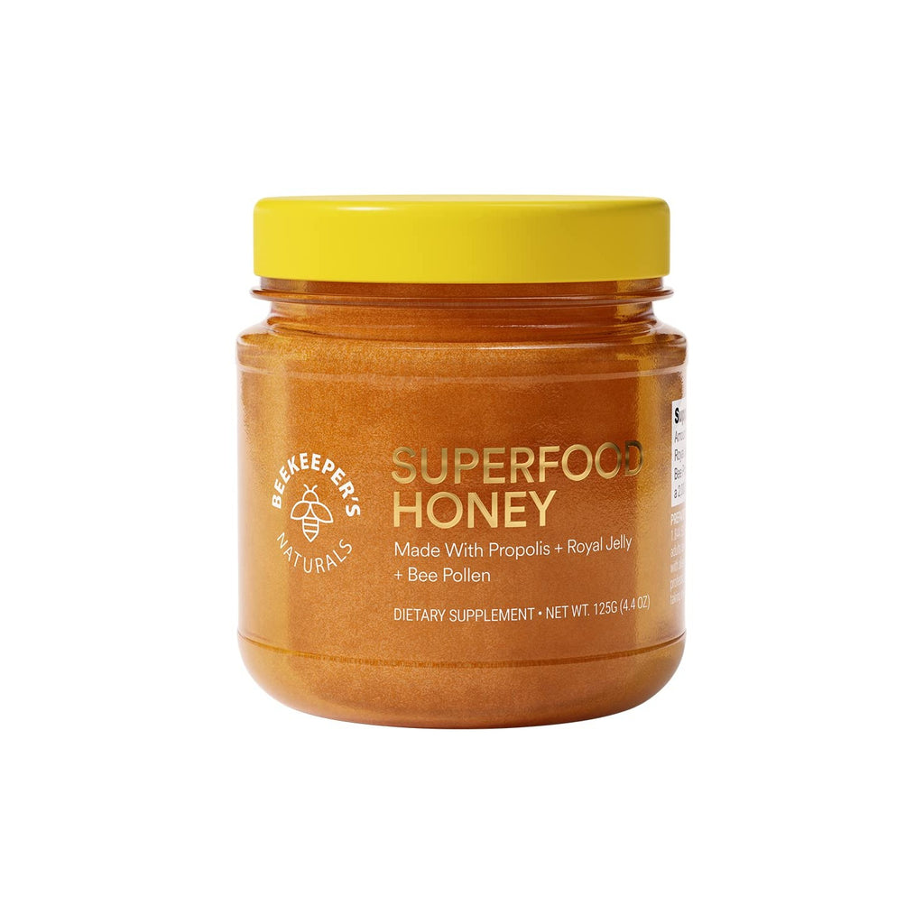 Beekeeper's Naturals Superfood Honey w/ Royal Jelly, Bee Pollen, 11.6 oz | Bee Pollen, Royal Jelly, Propolis, Natural Energy & Immune Support