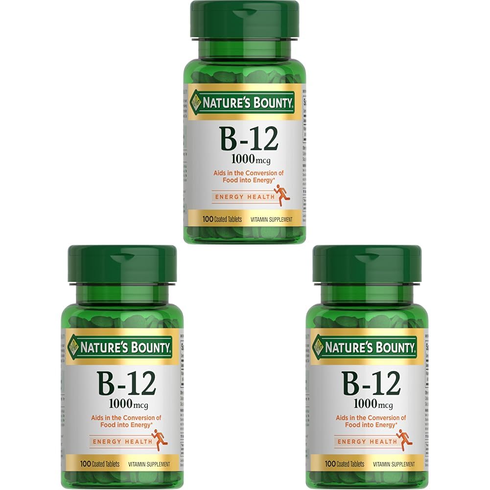 Buy now Vitamin B12 by Nature's Bounty, Vitamin Supplement, Supports Energy Metabolism and Nervous System Health, 1000mcg, 100 Tablets 100 Count (Pack of 3) at indiglob india