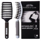 Buy now Boar Bristle Hair Brush set â€“ Curved and Vented for Wet and Dry Detangling Hair Brush for Women Long, Thick, Thin, Curly & Tangled Hair Vent Brush - Stocking Stuffers Gift kit at indiglob india