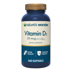 Nature's Wonder Vitamin D3 2000 IU (50mcg), Gluten-Free, 360 Softgels | Potent Bone Health, Immune Function & Calcium Absorption Support for Women & Men, Year Round Daily Wellness, 360 Day Supply