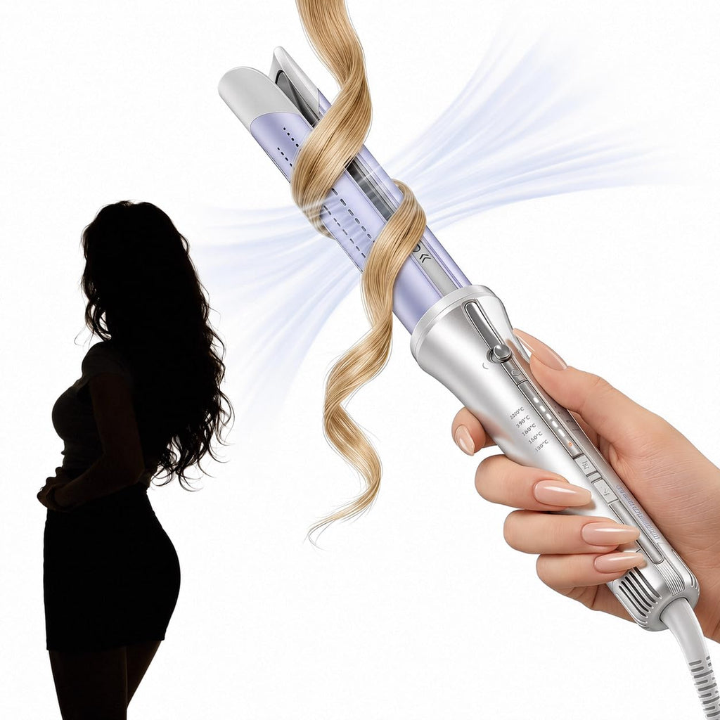 SHEGLAM One Touch Airflow Styler Pro 1.25 inch Automatic Rotating 3.0 Cool Air Technology for No-Wait, Curling Iron, Bouncy & Long-Lasting Curls, Zero Burn Risk, 5 Temp Settings