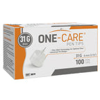 ONE-CARE Pen Tips, 31G x 8mm, Ultra-Fine, Twist-On Design, 100 Count