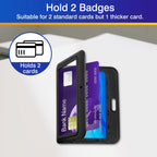 3-Pack Horizontal Hard Plastic ID Badge Holders – Double-Sided Black Card Case for Office, School, Credit & Access Cards