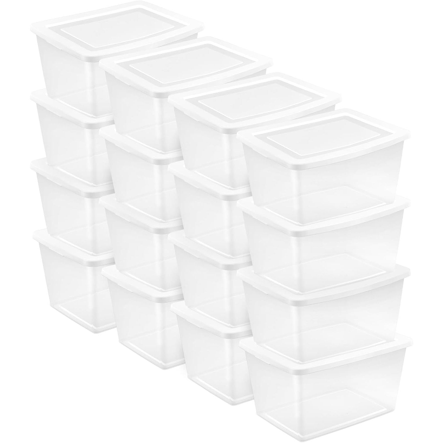 Buy now Sterilite 24-Pack 6 Quart Storage Box, Stackable Clear Plastic Bins with Snap-On Lids - Heavy-Duty Organizing Containers for Closet, Bathroom, and Office 58 Quart 16 Pack at indiglob india