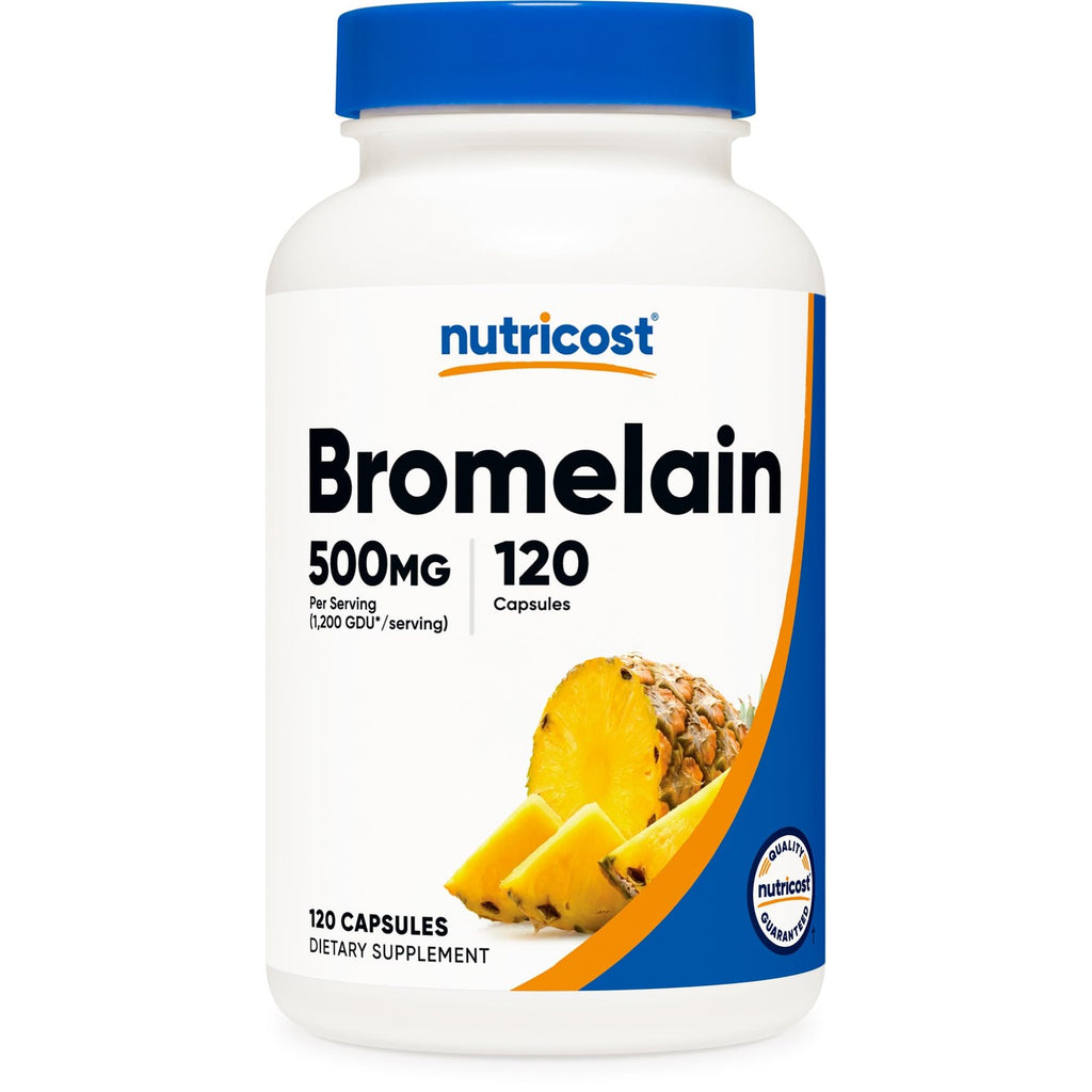 Nutricost Bromelain 500mg, 120 Vegetarian Capsules, 1200 GDU, Non-GMO, Gluten Free | Bromelain (1200 GDU), GMO-Free
