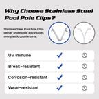 5Pcs Pool Pole Clips - 304 Stainless Steel Double Locking Clips