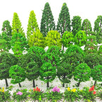 Buy now Tazimi 60 Pieces Model Trees 1.36-6 inch Mixed Model Tree Train Scenery Architecture Trees Fake Trees for DIY Crafts, Building Model, Scenery Landscape Natural Green at indiglob india