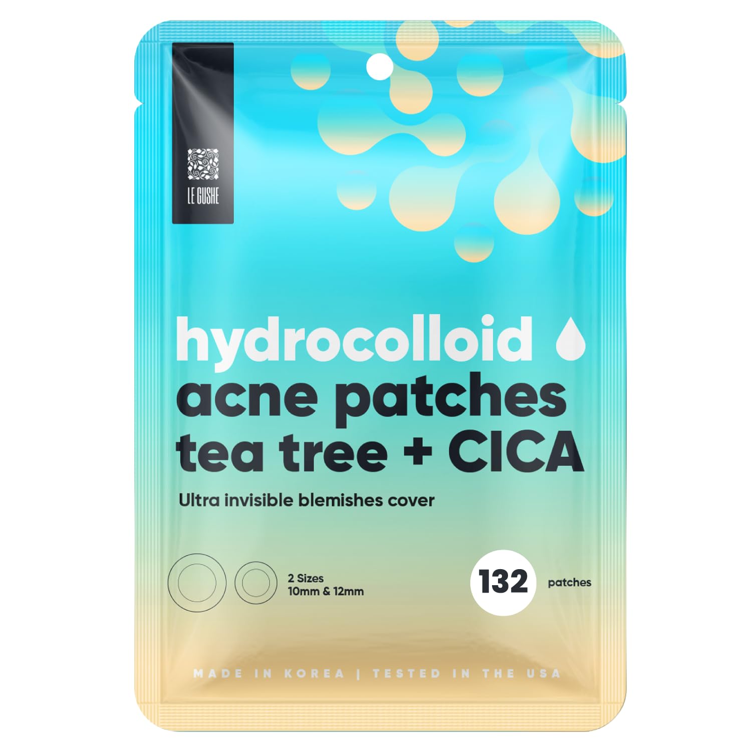 Korean Pimple Patches for Face (132 Dots) - Hydrocolloid Acne Patches & Zit Patches with Tea Tree Oil - Invisible Blemish Patches - Dermatologist Tested Korean Skin Care