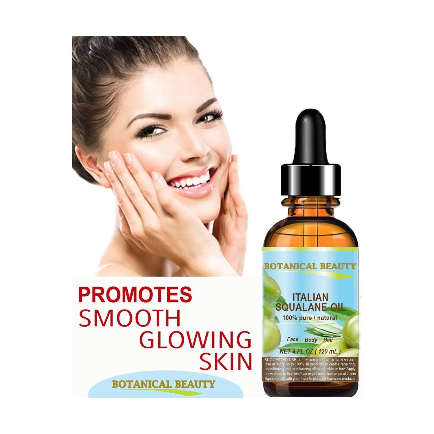 Buy now Botanical Beauty SQUALANE Italian Olive. 100% Pure/Natural/Undiluted Oil. 2 fl.oz- 60ml. 100% Ultra-Pure Moisturizer for Face, Body & Hair. Reliable 24/7 skincare protection at indiglob india