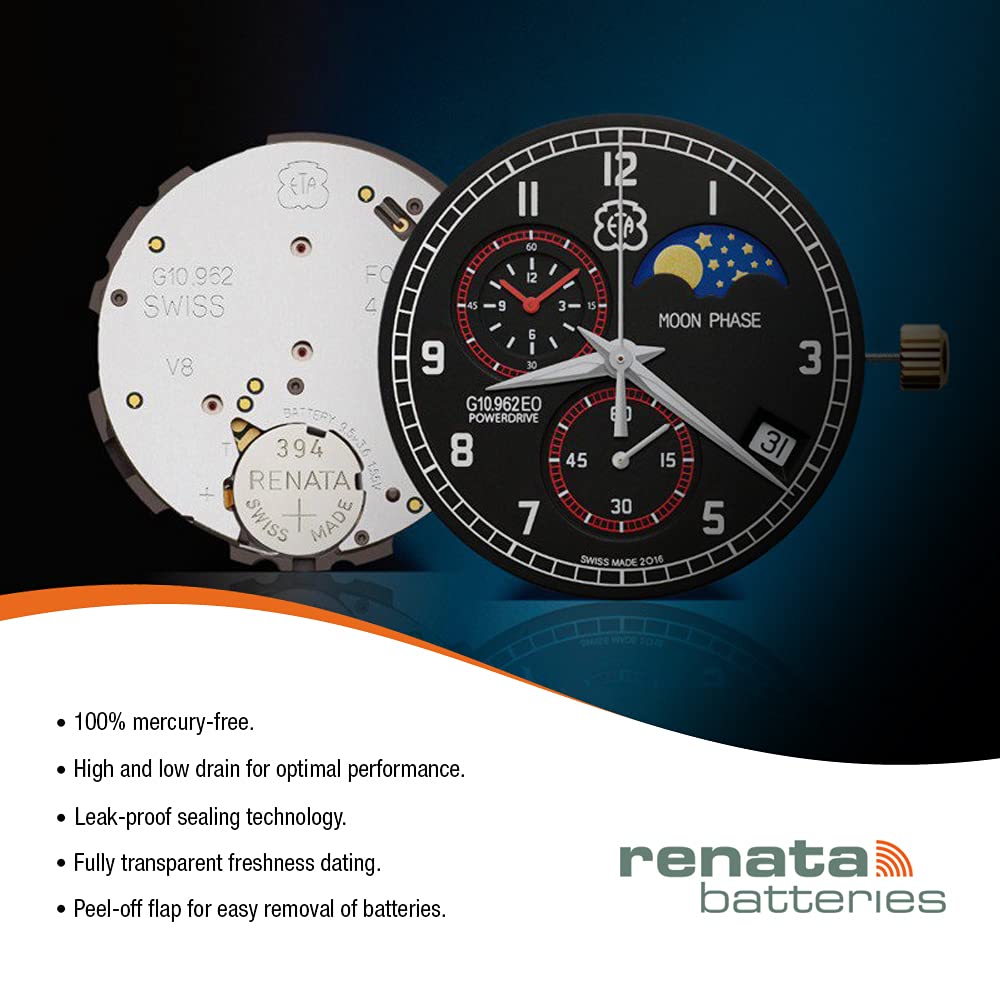 Renata 377 SR626SW Batteries - 1.55V Silver Oxide 377 Watch Battery (2 Count)