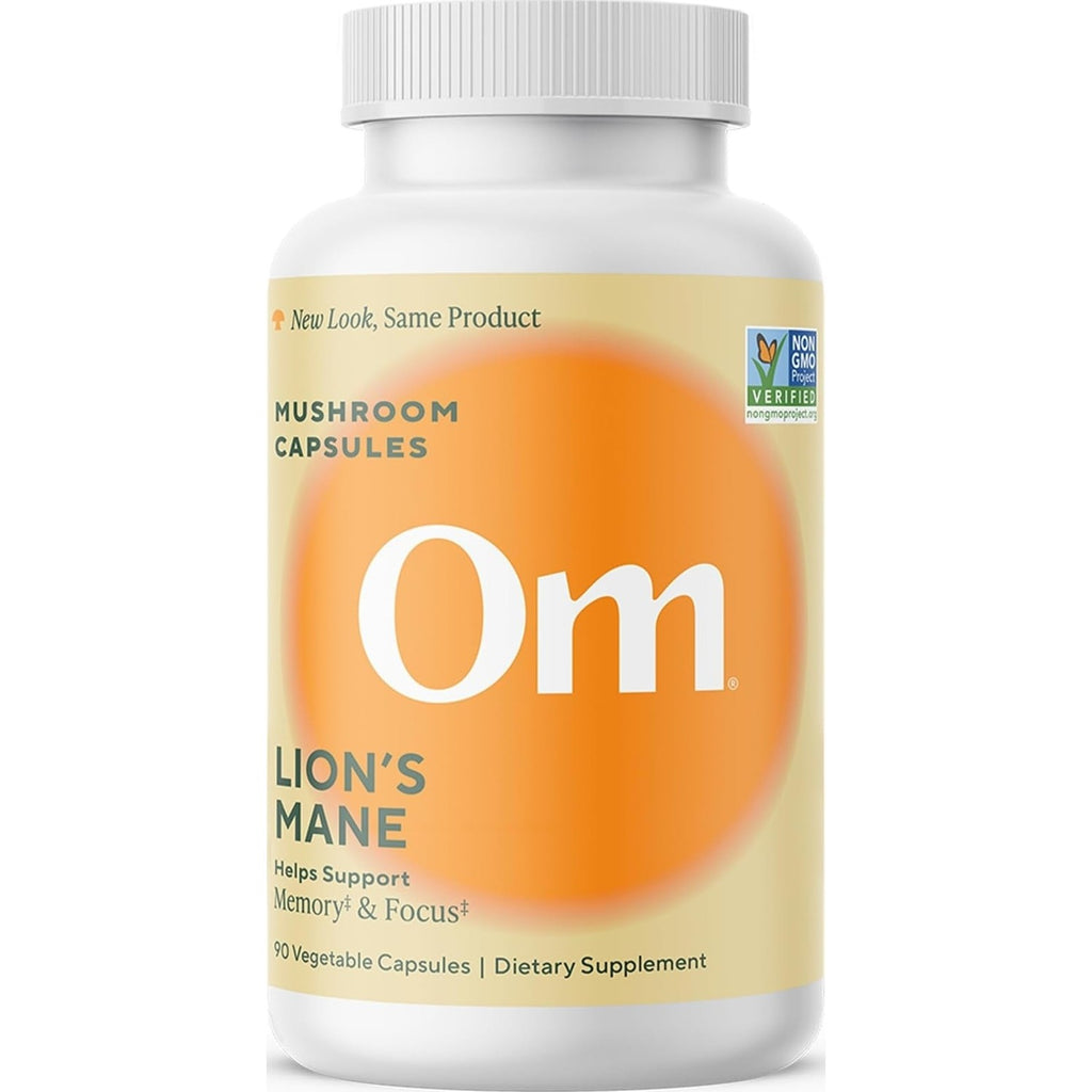 Om Lion’s Mane Mushroom Capsules - Organic Mushroom Supplement and Nootropic - Brain Supplements for Memory and Focus, 90 Count (30 Servings)