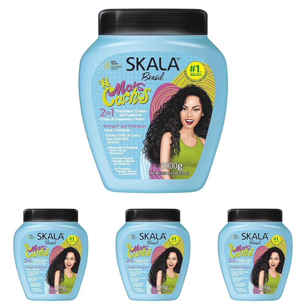 SKALA Mais Cachos Hair Type 3ABC - Eliminate Anti Frizz, For Curly Hair -2 in 1 Conditioning Treatment Cream and Cream To Comb 100% VEGAN 35.2 Oz (1 Pack)