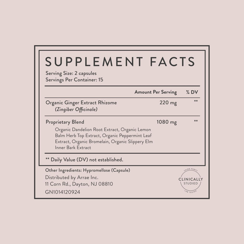 Bloat Capsules - Digestive Enzymes for Women, Ginger & Bromelain, 30ct | Organic Peppermint Leaf, Vegan, Gluten-Free, Nut-Free, Non-GMO