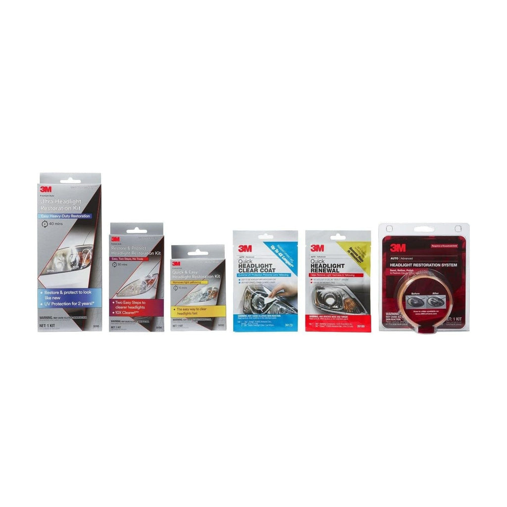 Buy now 3M Ultra Headlight Restoration Kit, Contains Masking Tape, Light Sanding Discs, Wax Protectant and More, Use on Plastic Lenses Headlights, Taillights and More, Easy Heavy-Duty Restoration (39195) at indiglob india