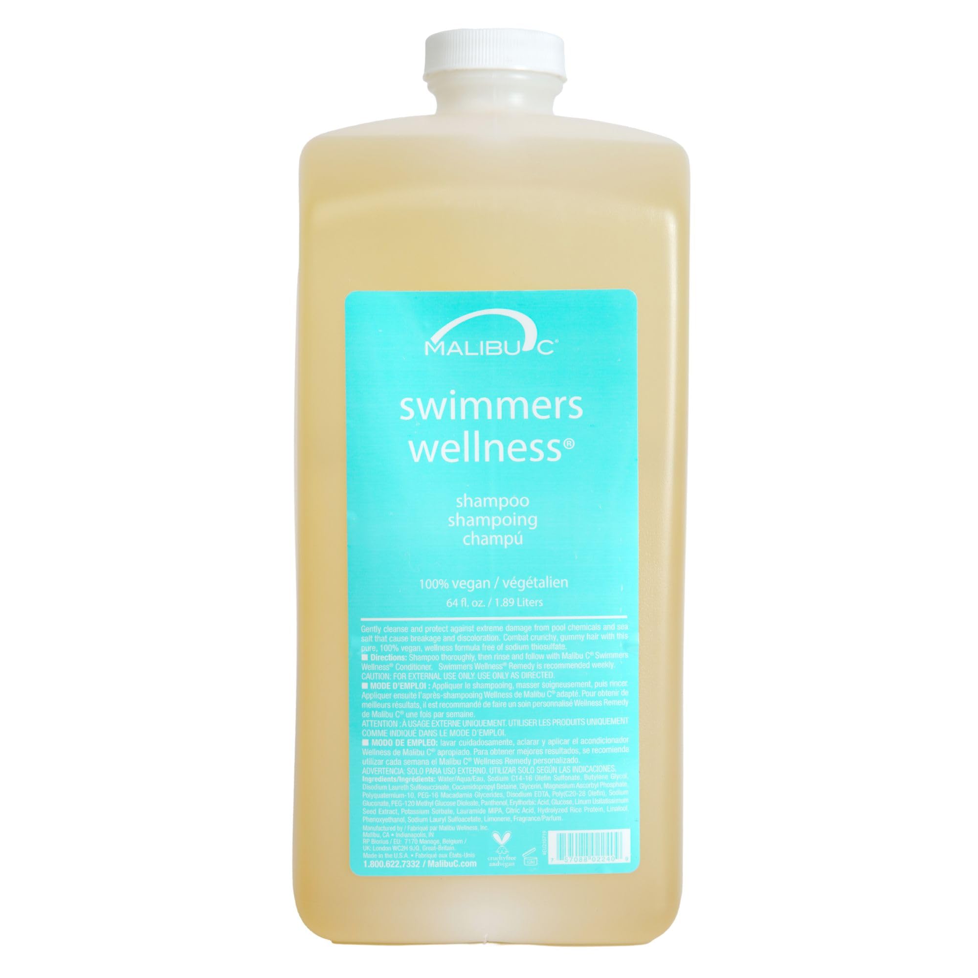 Malibu C Swimmers Wellness Clarifying Shampoo for Chlorine & Hair Build Up - Adults & Kids Swim Shampoo to Help Protect Against Pool Element Damage, Retain Moisture, Restore Shine & Texture (9 oz)