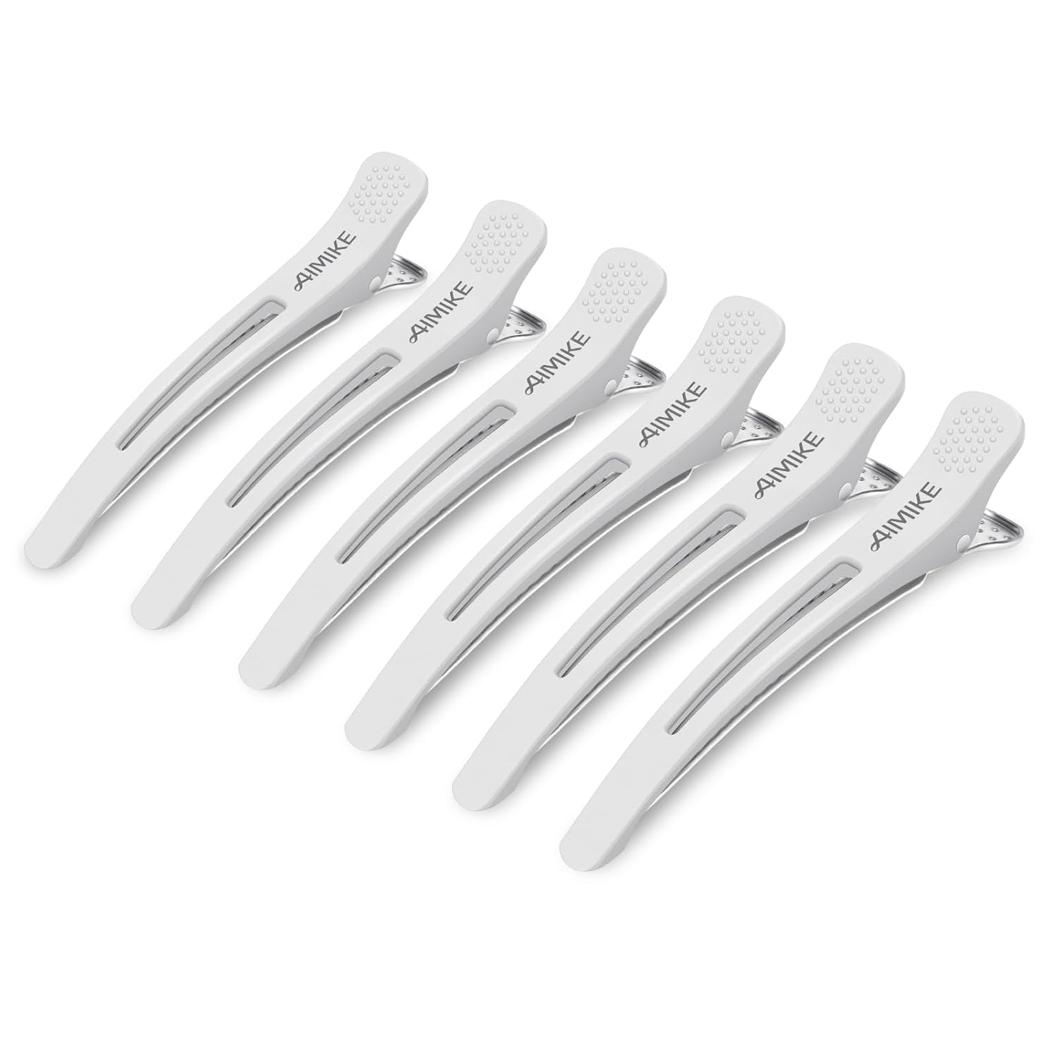 Buy now AIMIKE Hair Styling and Sectioning Accessories - 12 Pack Non-Slip Silicone Hair Clips for Thick and Thin Hair, Professional Salon Quality 6 White Hair Clips at indiglob india