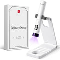 MelodySusie Handheld UV Light for Gel Nails P-ART01R with Stand, Hands-Free | Mini Portable Cordless Nail Lamp with LCD Display, Eye-Protective Cover, Flash Curing Glue, 450mAh Battery