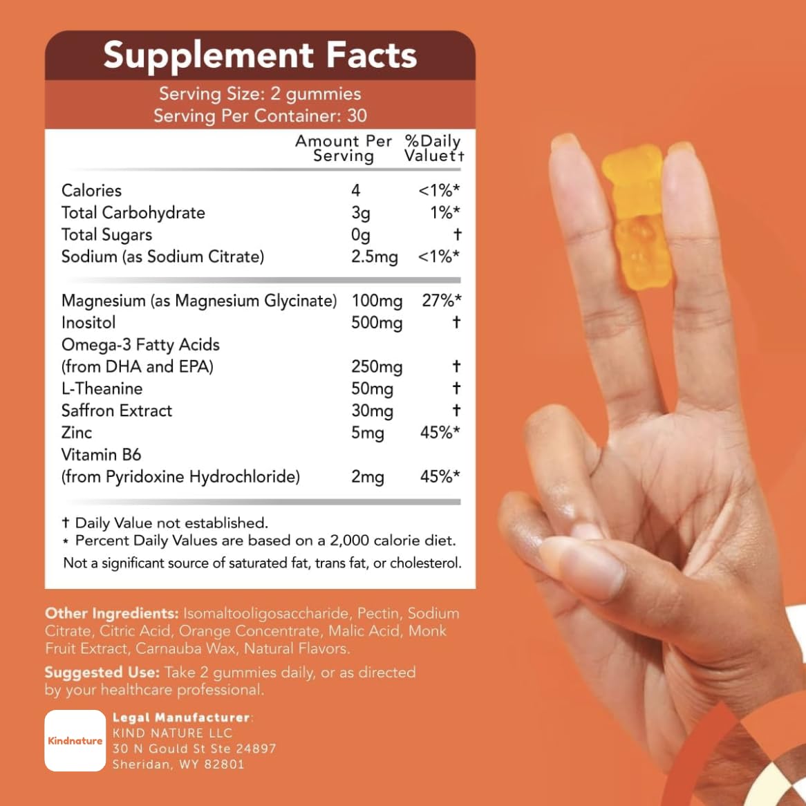 GOJOY NATURALS Kids Focus Gummies – Saffron, Magnesium Glycinate, L-Theanine & Inositol Supplement for Kids & Teens – Focus, Attention & Calm – Vegan, Sugar-Free, Non-GMO