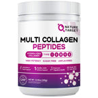 NATURE TARGET Multi Collagen Peptides Powder, 35 Servings | Type I, II, III, V, X, Hydrolyzed Collagen Peptides with Vitamin C Hyaluronic Acid, Supports Skin Hair Nail & Joint