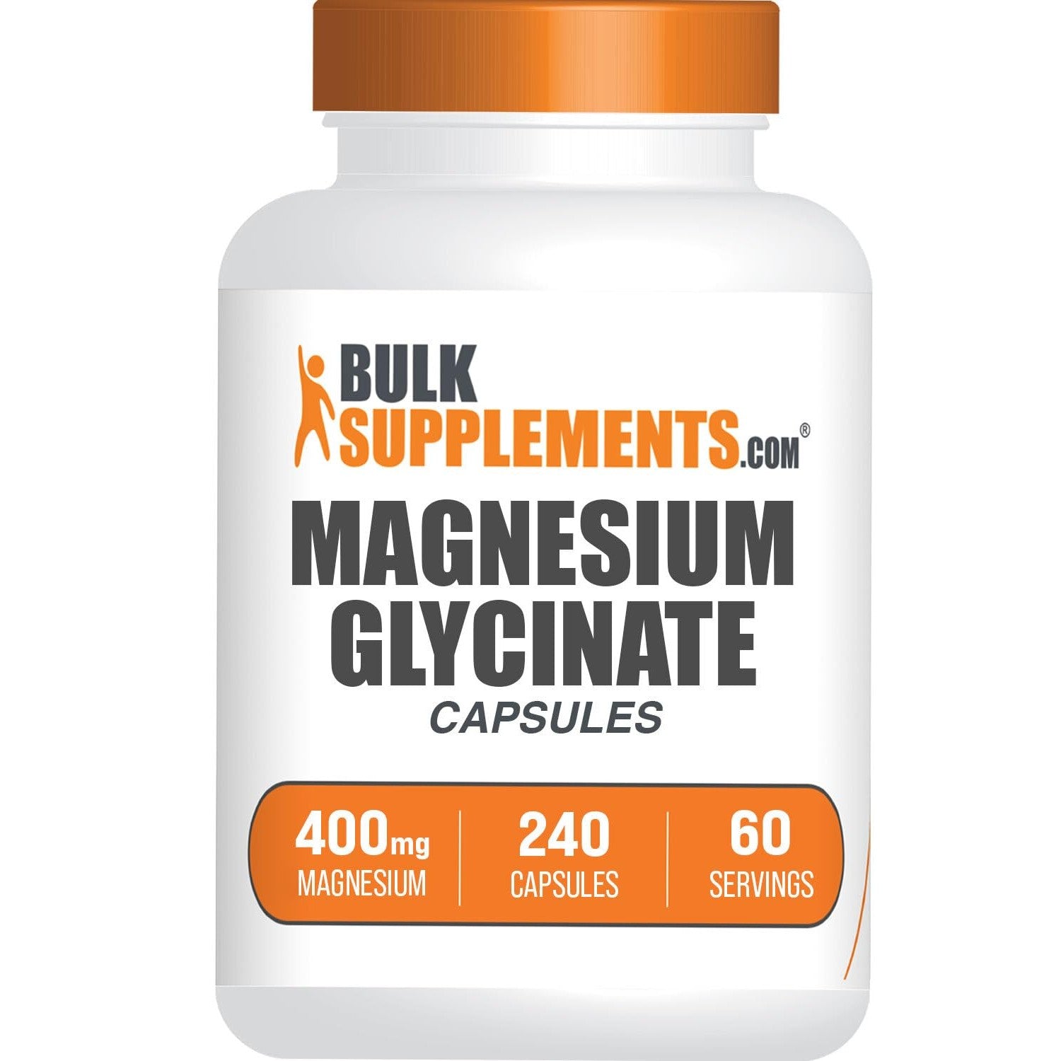 BulkSupplements.com Magnesium Glycinate Capsules - Magnesium Supplement, Highly Absorbed Form - Gluten Free, 4 Capsules per Serving (400mg), 240 Count (Pack of 1)