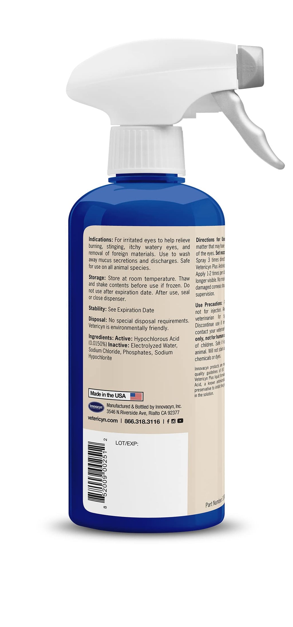 Vetericyn Plus Livestock Pink Eye Spray | Conjunctivitis Relief for Animals, Safe and Non-Toxic Formula to Relieve Redness, Irritation, and Discharge. 16 Ounces