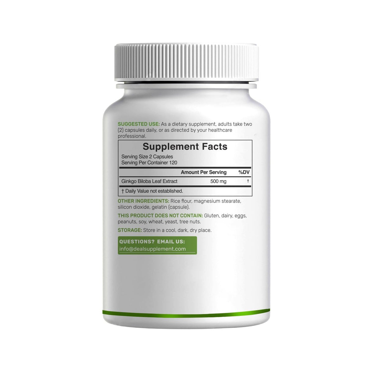 DEAL SUPPLEMENT Ginkgo Biloba 500mg Per Serving, 240 Capsules, 4 Month Supply – Grown in Northern Asia – Extra Strength, Promotes Brain Function