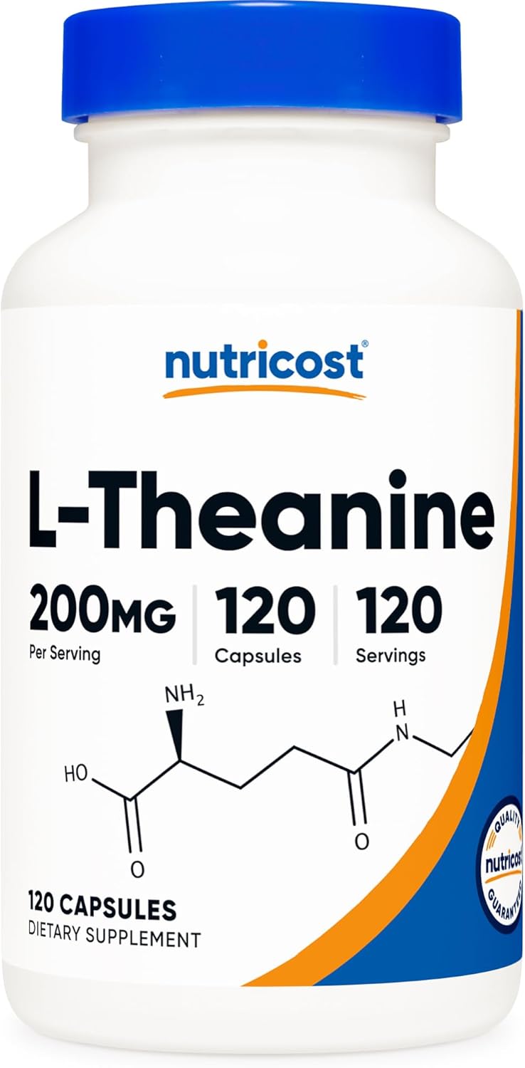 Buy now Nutricost L-Theanine 200mg, 120 Capsules, Double Strength - Non-GMO, Gluten Free at indiglob india