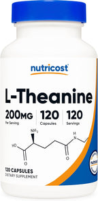 Buy now Nutricost L-Theanine 200mg, 120 Capsules, Double Strength - Non-GMO, Gluten Free at indiglob india