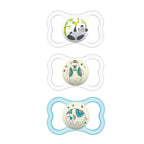 Buy now MAM Air Pacifier for Babies 6-16 Months, Extra Air Flow for Sensitive Skin, Glows in The Dark, Developed with Medical Experts, BPA-Free Skin Soft Silicone, 2 Count, with Sterilizer Case at indiglob india